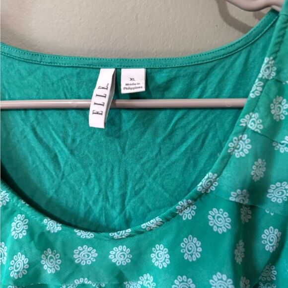 Elle Teal Green Floral Ruffle Printed Tank Top Size XL - Picture 5 of 8